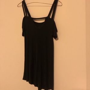 Off the shoulder black T